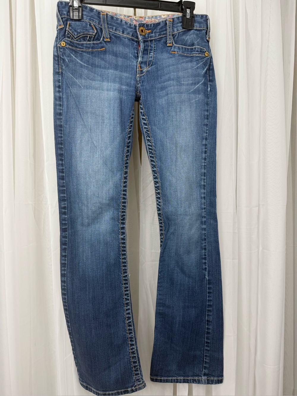 Lucky Brand Y2K Low Rise Bootcut Jeans Size 2 Medium Wash Flap Pocket Denim